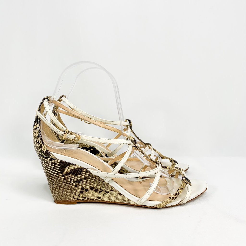 Alexandre Birman Python Caged Wedge Sandals 39.5